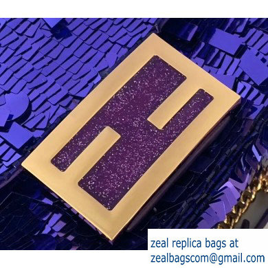 Fendi Embroidered Sequins Mini Baguette Bag Purple 2019