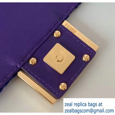 Fendi Embroidered Sequins Mini Baguette Bag Purple 2019