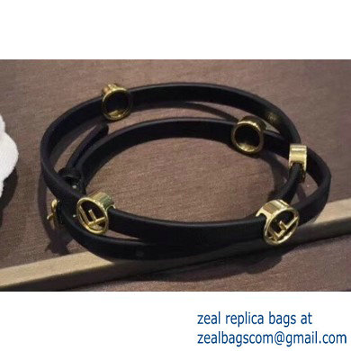 Fendi F Is Fendi Bracelet/Choker Necklace Black with Adjustable Buckle