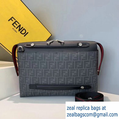 Fendi FF Logo Fabric By The Way Bag Black/Red Piping 2019 - Click Image to Close