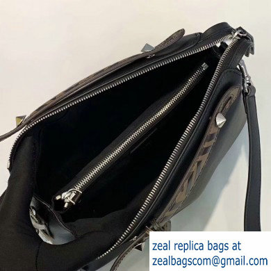 Fendi FF Motif Leather By The Way Medium Boston Bag Black - Click Image to Close