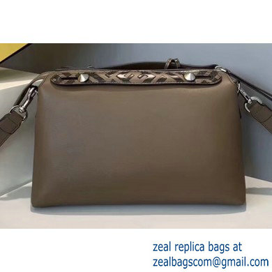 Fendi FF Motif Leather By The Way Medium Boston Bag Coffee - Click Image to Close