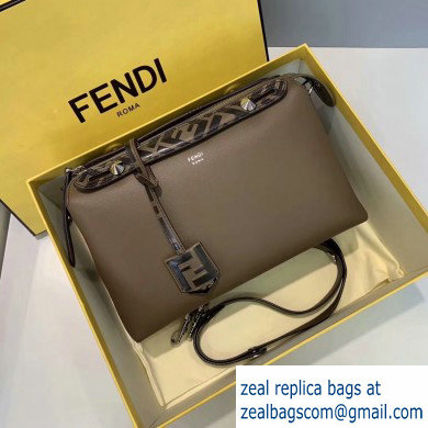Fendi FF Motif Leather By The Way Medium Boston Bag Coffee - Click Image to Close
