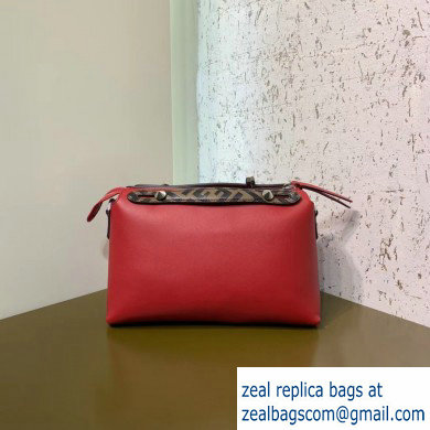 Fendi FF Motif Leather By The Way Medium Boston Bag Red