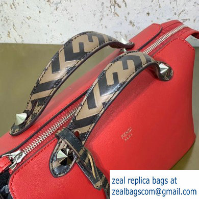 Fendi FF Motif Leather By The Way Medium Boston Bag Red