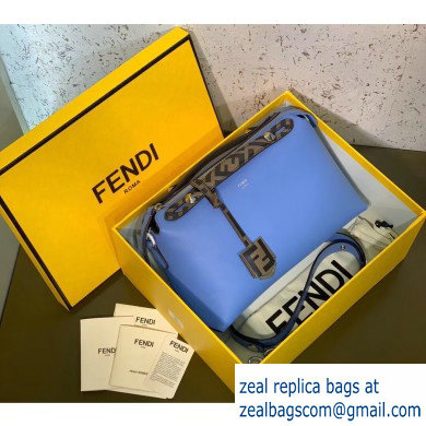 Fendi FF Motif Leather By The Way Medium Boston Bag Sky Blue