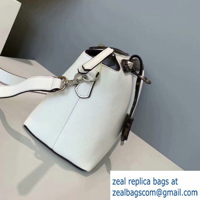 Fendi FF Motif Leather By The Way Medium Boston Bag White