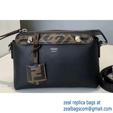 Fendi FF Motif Leather By The Way Mini Boston Bag Black