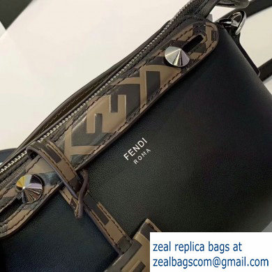 Fendi FF Motif Leather By The Way Mini Boston Bag Black