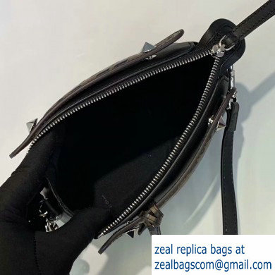 Fendi FF Motif Leather By The Way Mini Boston Bag Black