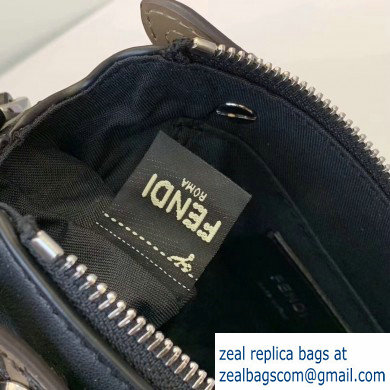 Fendi FF Motif Leather By The Way Mini Boston Bag Black