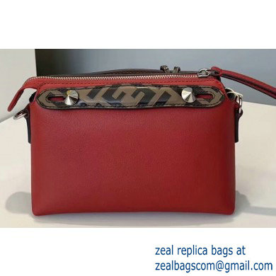 Fendi FF Motif Leather By The Way Mini Boston Bag Red