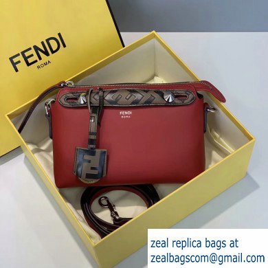 Fendi FF Motif Leather By The Way Mini Boston Bag Red
