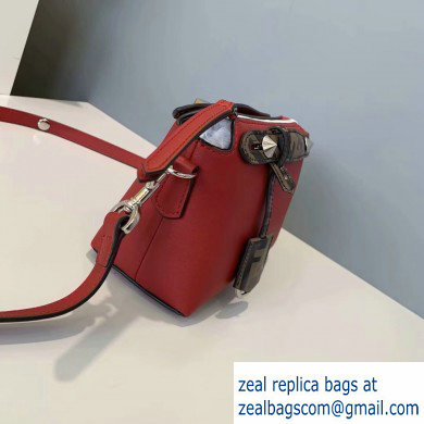 Fendi FF Motif Leather By The Way Mini Boston Bag Red - Click Image to Close