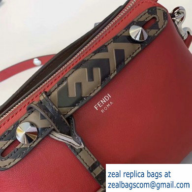 Fendi FF Motif Leather By The Way Mini Boston Bag Red