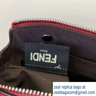 Fendi FF Motif Leather By The Way Mini Boston Bag Red