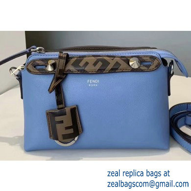 Fendi FF Motif Leather By The Way Mini Boston Bag Sky Blue