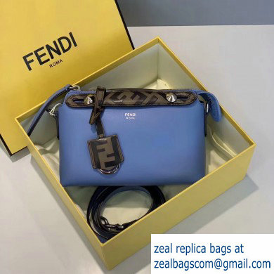 Fendi FF Motif Leather By The Way Mini Boston Bag Sky Blue - Click Image to Close