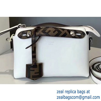 Fendi FF Motif Leather By The Way Mini Boston Bag White