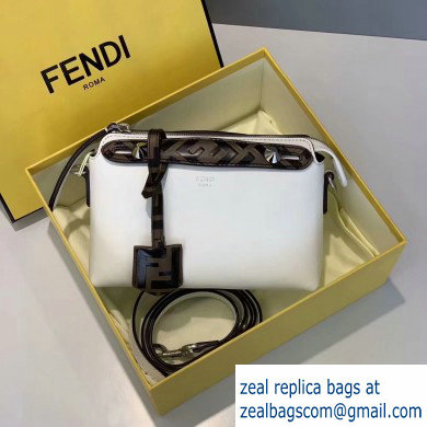 Fendi FF Motif Leather By The Way Mini Boston Bag White