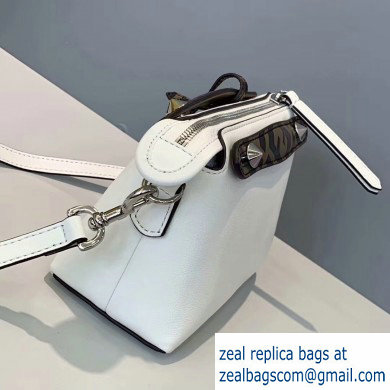 Fendi FF Motif Leather By The Way Mini Boston Bag White - Click Image to Close