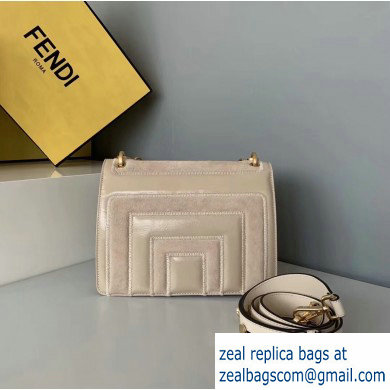 Fendi Geometric Glossy Vintage Suede and Leather Kan U Medium Bag Beige 2019