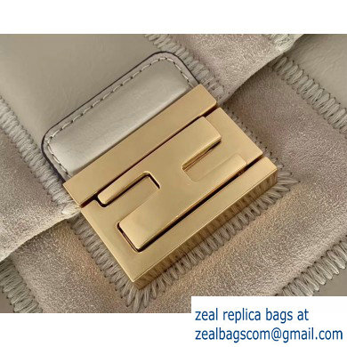 Fendi Geometric Glossy Vintage Suede and Leather Kan U Medium Bag Beige 2019 - Click Image to Close