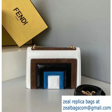 Fendi Geometric Glossy Vintage Suede and Leather Kan U Medium Bag Multicolor Black 2019 - Click Image to Close