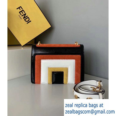 Fendi Geometric Glossy Vintage Suede and Leather Kan U Medium Bag Multicolor White 2019