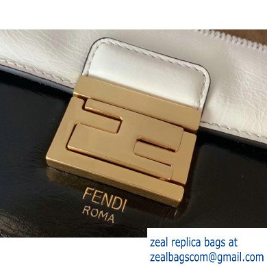 Fendi Geometric Glossy Vintage Suede and Leather Kan U Mini Bag Brown/White/Black 2019 - Click Image to Close