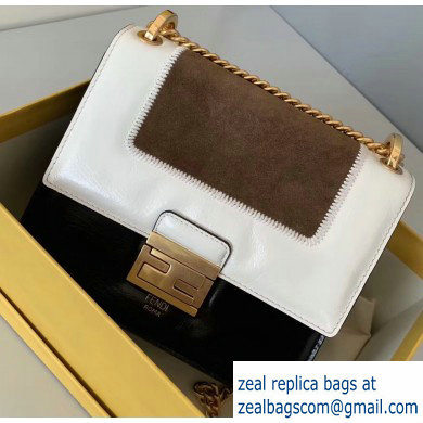 Fendi Geometric Glossy Vintage Suede and Leather Kan U Mini Bag Brown/White/Black 2019 - Click Image to Close