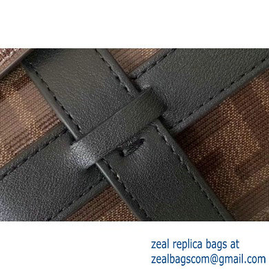Fendi Glazed Fabric Jacquard FF Large Baguette Bag Black with Cage 2019