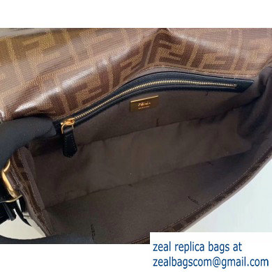 Fendi Glazed Fabric Jacquard FF Large Baguette Bag Black with Cage 2019 - Click Image to Close