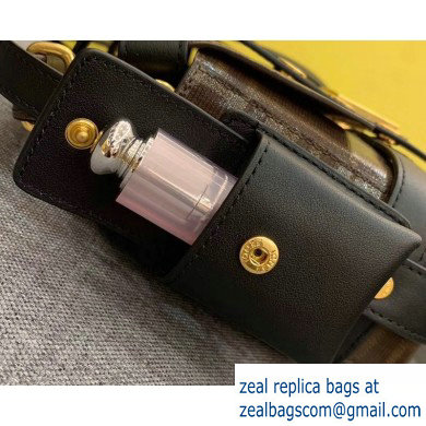 Fendi Glazed Fabric Jacquard FF Medium Baguette Bag Black with Cage 2019