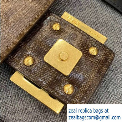 Fendi Glazed Fabric Jacquard FF Medium Baguette Bag Black with Cage 2019 - Click Image to Close
