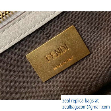 Fendi Glazed Fabric Jacquard FF Medium Baguette Bag White with Cage 2019 - Click Image to Close