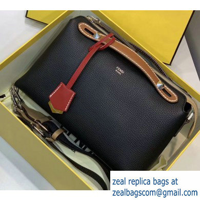 Fendi Grained Leather By The Way Medium Boston Bag Black