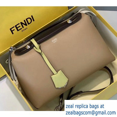 Fendi Leather By The Way Medium Boston Bag Beige/Coffee/Yellow - Click Image to Close