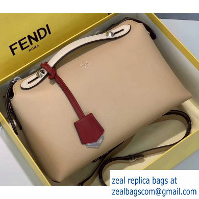 Fendi Leather By The Way Medium Boston Bag Beige/Creamy/Red - Click Image to Close