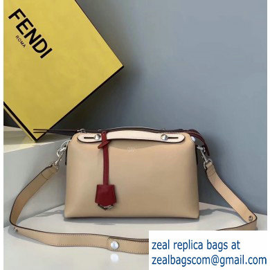 Fendi Leather By The Way Medium Boston Bag Beige/Creamy/Red - Click Image to Close