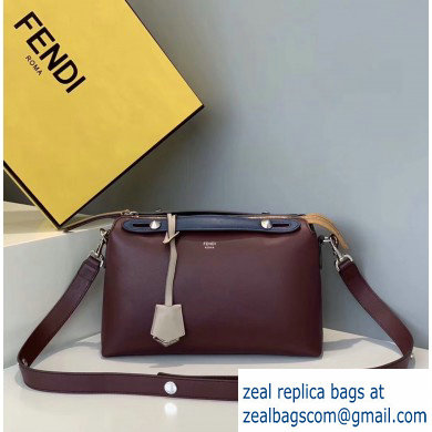 Fendi Leather By The Way Medium Boston Bag Burgundy