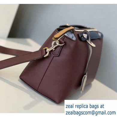 Fendi Leather By The Way Medium Boston Bag Burgundy