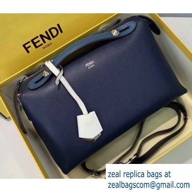 Fendi Leather By The Way Medium Boston Bag Dark Blue