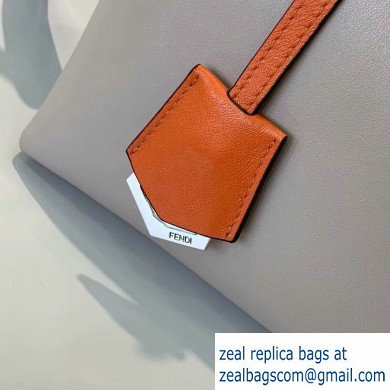 Fendi Leather By The Way Medium Boston Bag Pale Gray/Burgundy/Orange