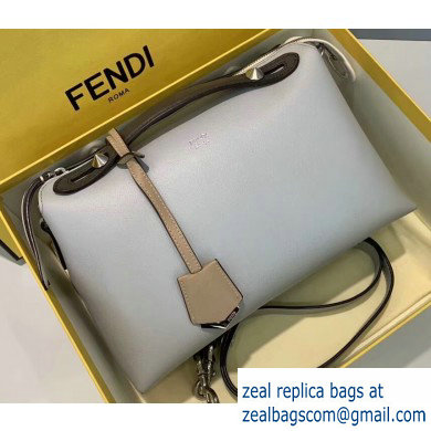 Fendi Leather By The Way Medium Boston Bag Pale Gray/Coffee/Apricot