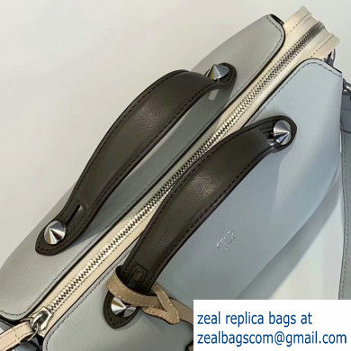 Fendi Leather By The Way Medium Boston Bag Pale Gray/Coffee/Apricot