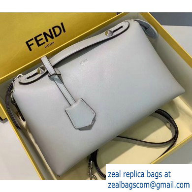 Fendi Leather By The Way Medium Boston Bag Pale Gray