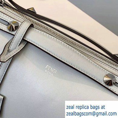 Fendi Leather By The Way Medium Boston Bag Pale Gray - Click Image to Close