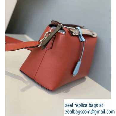 Fendi Leather By The Way Medium Boston Bag Red/Creamy/Sky Blue - Click Image to Close