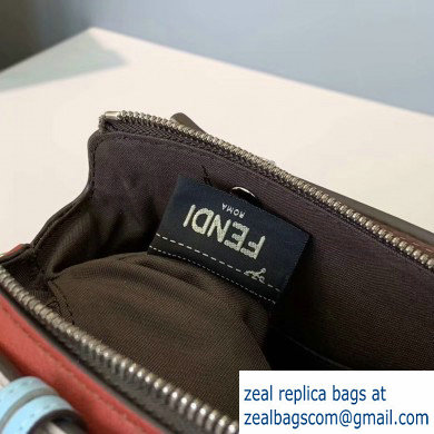 Fendi Leather By The Way Medium Boston Bag Red/Creamy/Sky Blue